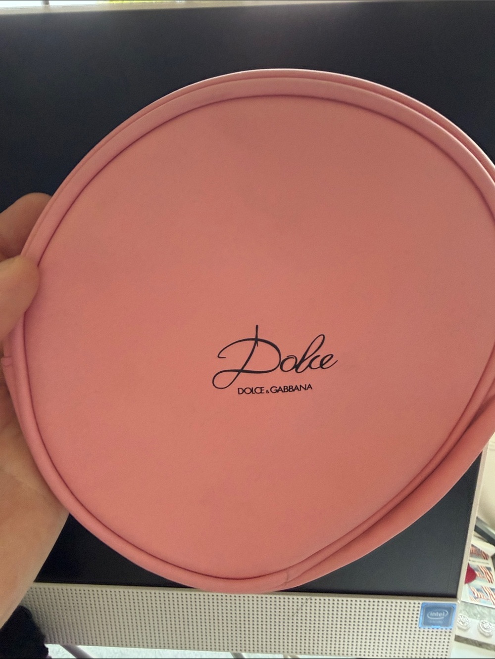 Dolce & Gabbana Pink Round Travel Case with Logo